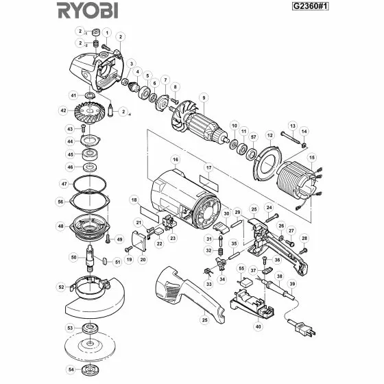 Ryobi G2360 Spare Parts List Type: 1000013866